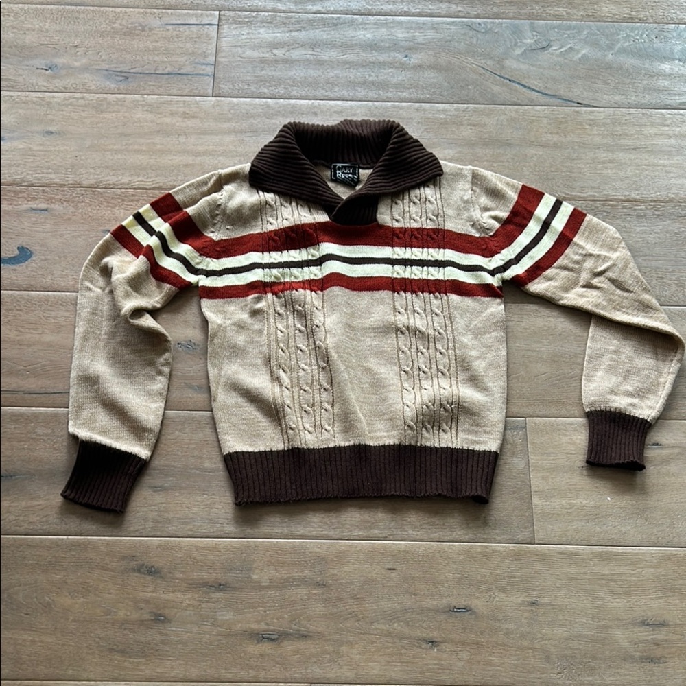 Gender Neutral Gary Reed Brown and Cream Striped Sweater